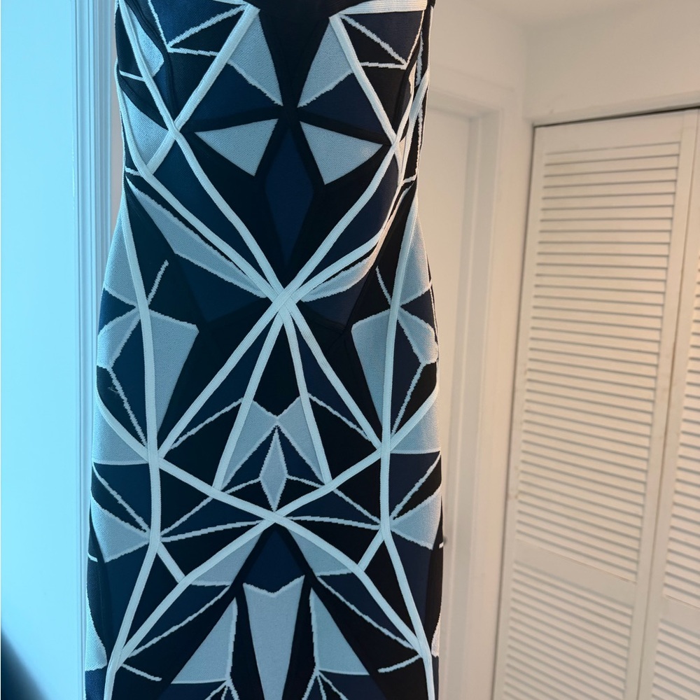 Herve Leger Black and White Geometric Mini Dress